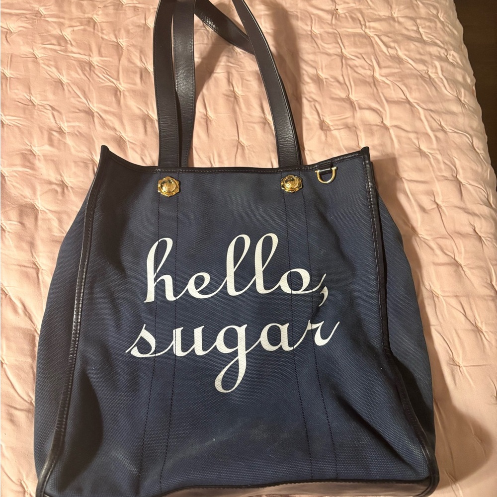 Navy Blue Tote Bag with 'Hello, Sugar' Print Draper James